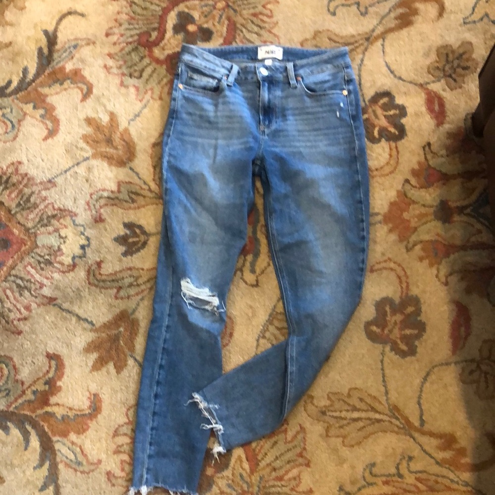 Paige ankle destructed hem jeans